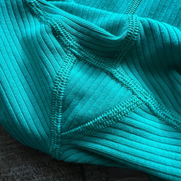 ALO Ribbed High-Waist 7/8 Blissful Legging  Ocean Teal Athletic Yoga Activewear - Picture 5 of 9